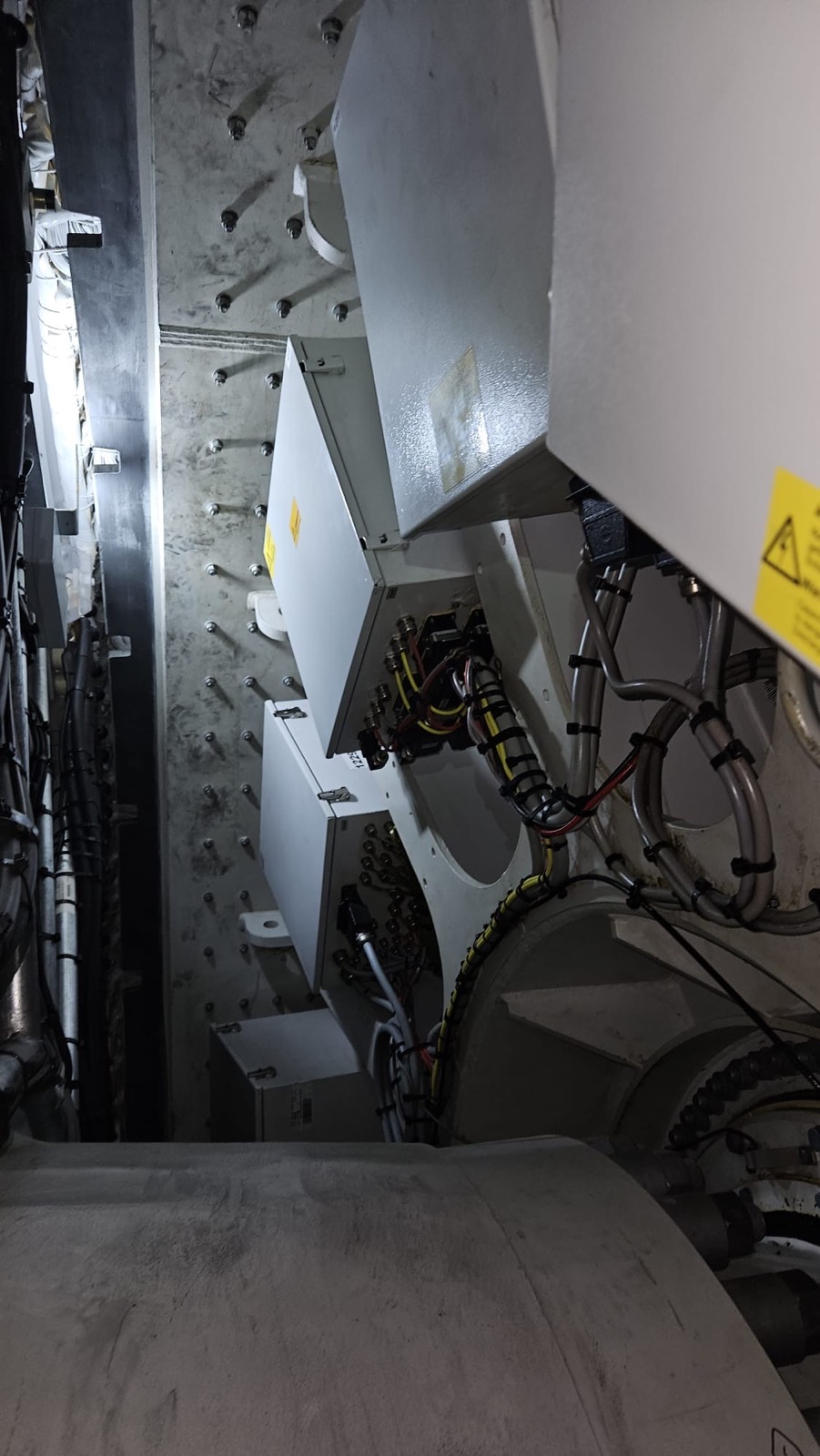 Enercon E-82 E2 generator assembly and electrical equipment inside the nacelle