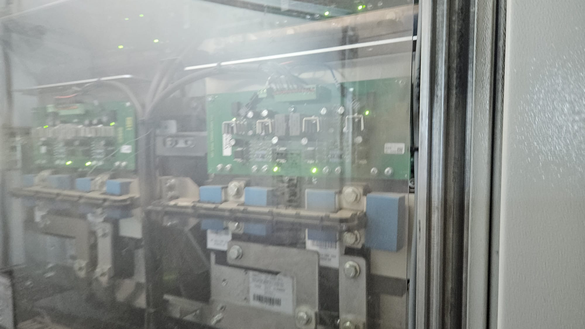 Power electronics inside an Enercon 300 kW cabinet behind its protective cover